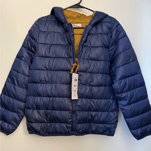 Epic Threads Navy and Mustard Puffer Jacket